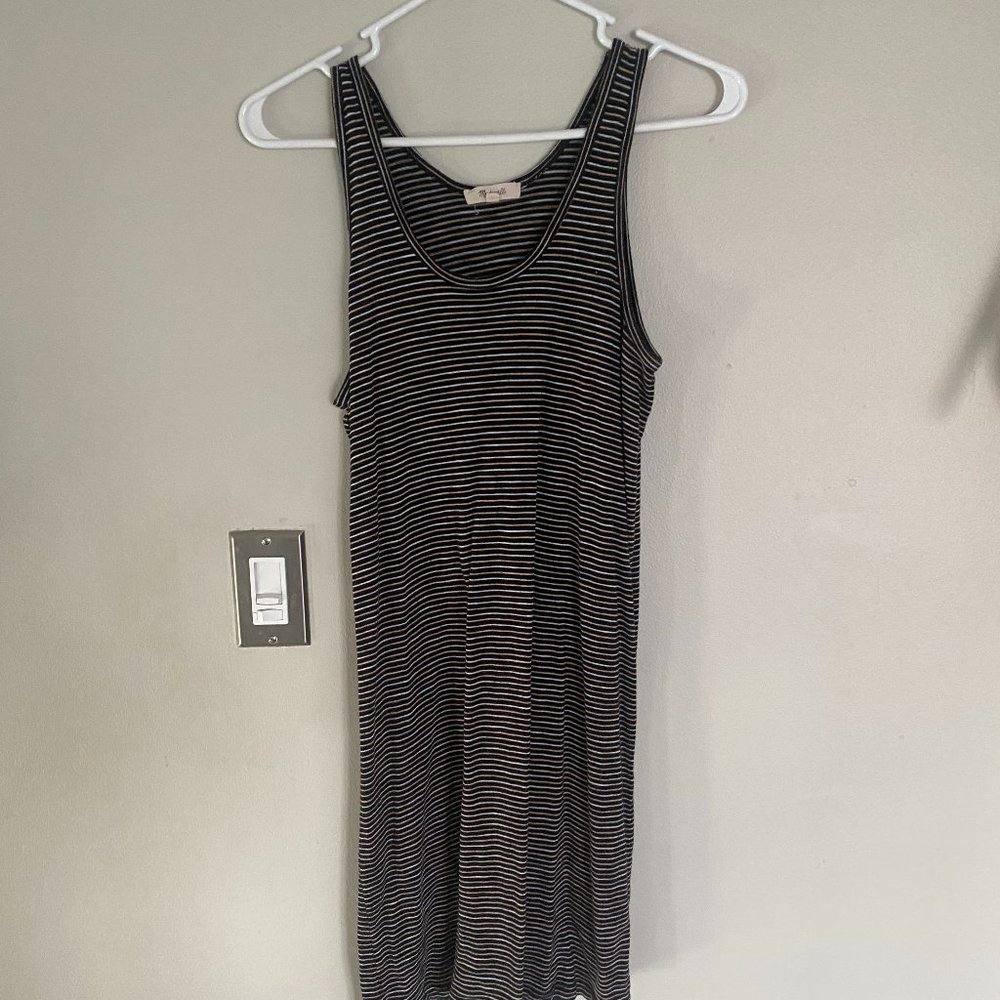Madewell Sleeveless Striped Black/Brown/White Dress